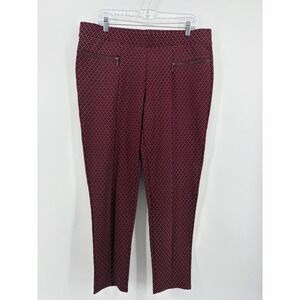 Classic Concepts Womens Plus Size 2XL‎ Burgundy Geometric Diamond Pull On Pants